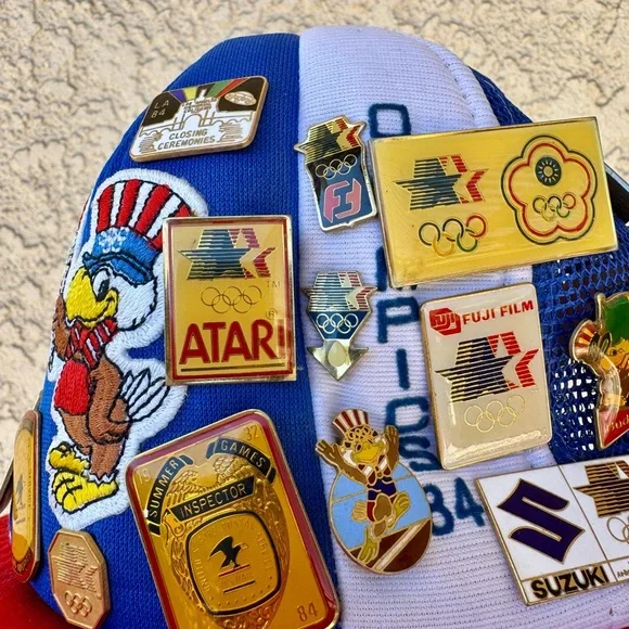 Vtg 1984 LA Olympics Hat W/vtg Olympics Pin’s USA certified